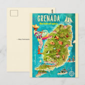 Carte Postale Grenada Island Map Postcard (Devant / Derrière)