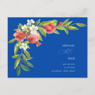 Carte Postale Grenade Bleu Cobalt Mariage Enregistrer la Date