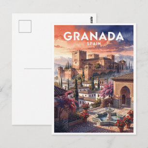 Carte Postale Grenade Espagne Voyage Rétro