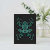 Carte Postale Grenouille à arbre bleu Turquoise complexe sur le (Debout devant)