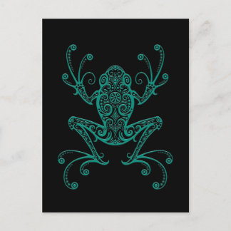 Carte Postale Grenouille à arbre bleu Turquoise complexe sur le