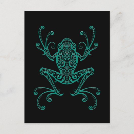 Carte Postale Grenouille à arbre bleu Turquoise complexe sur le (Devant)