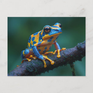 Carte Postale Grenouille à arbre jaune et bleu
