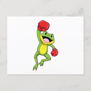 Carte Postale Grenouille à la boîte avec gants de boxe