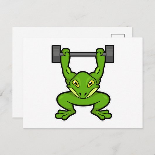 Carte Postale Grenouille à la musculation avec haltère (Devant / Derrière)
