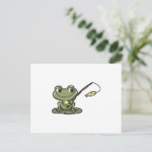 Carte Postale Grenouille à la pêche avec une canne à pêche (Debout devant)