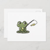 Carte Postale Grenouille à la pêche avec une canne à pêche (Devant / Derrière)