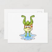 Carte Postale Grenouille à la plongée avec tuba (Devant / Derrière)
