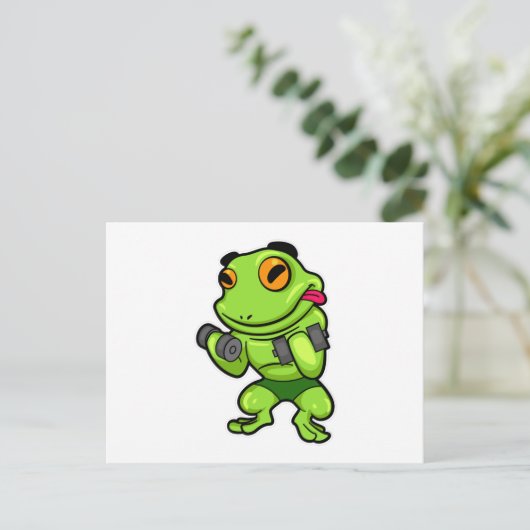 Carte Postale Grenouille à l'entraînement des biceps avec Haltèr (Debout devant)