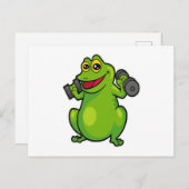 Carte Postale Grenouille à l'épaule s'entraînant avec des haltèr (Devant / Derrière)