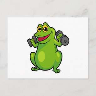 Carte Postale Grenouille à l'épaule s'entraînant avec des haltèr