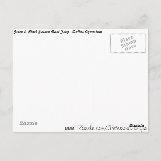 Carte Postale Grenouille à poison verte et noire # 6 (Dos)