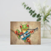 Carte Postale Grenouille Arbre Jouer Honduras Drapeau Guitare (Debout devant)