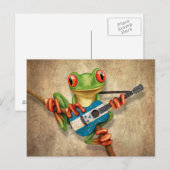 Carte Postale Grenouille Arbre Jouer Honduras Drapeau Guitare (Devant / Derrière)