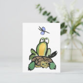 Carte Postale Grenouille attrape une balade sur tortue (Debout devant)