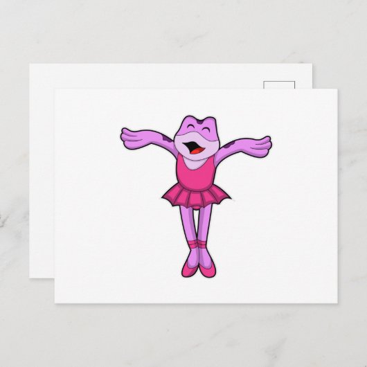 Carte Postale Grenouille au ballet danse avec jupe (Devant / Derrière)