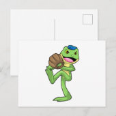 Carte Postale Grenouille au baseball avec des gants (Devant / Derrière)