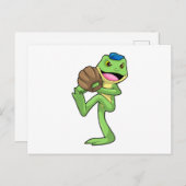 Carte Postale Grenouille au baseball avec gants (Devant / Derrière)