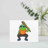 Carte Postale Grenouille au baseball avec une batte de baseball  (Debout devant)