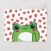 Carte postale Grenouille aux fraises Kawaii (Devant)