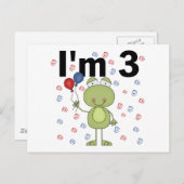 Carte Postale Grenouille avec ballons 3e anniversaire (Devant / Derrière)