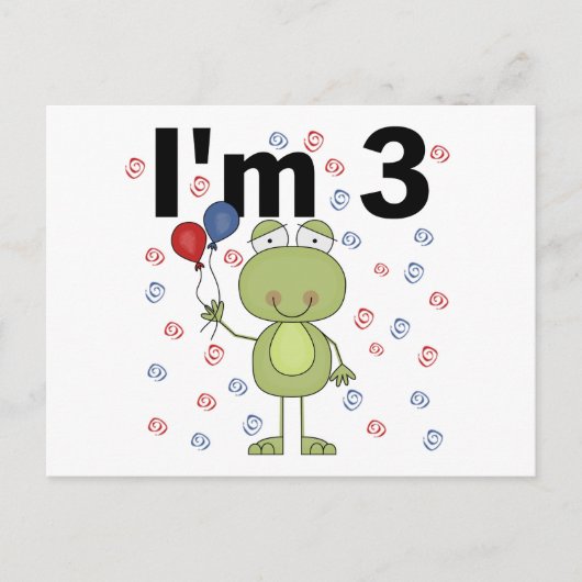 Carte Postale Grenouille avec ballons 3e anniversaire (Devant)
