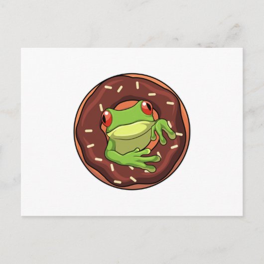 Carte Postale Grenouille avec beignet (Devant)