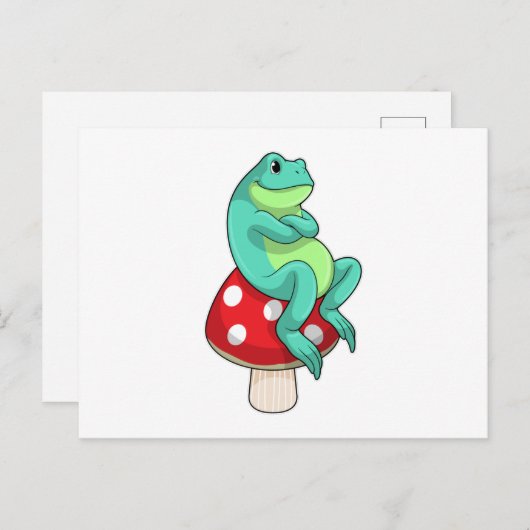 Carte Postale Grenouille avec Champignon (Devant / Derrière)