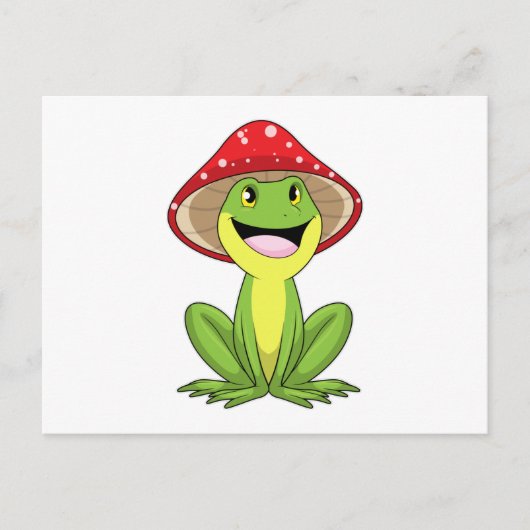Carte Postale Grenouille avec champignon (Devant)