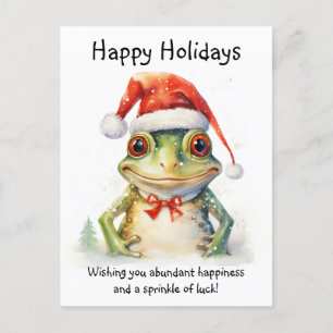 Carte Postale Grenouille avec chapeau de Père Noël Joyeuses Fête