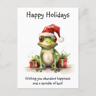 Carte Postale Grenouille avec chapeau de Père Noël paquets-cadea