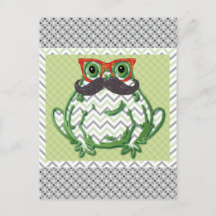 Carte Postale Grenouille avec moustache et lunettes de poisson p