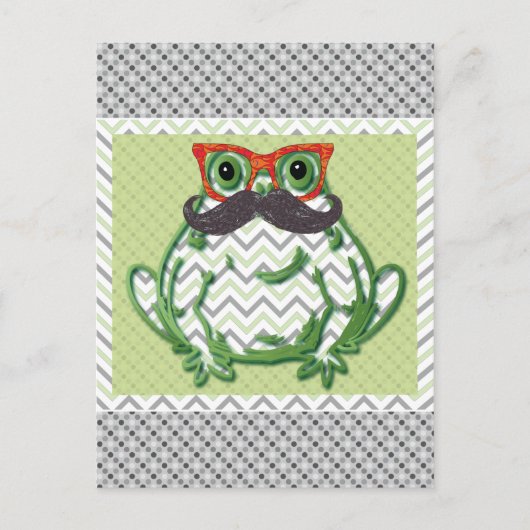 Carte Postale Grenouille avec moustache et lunettes de poisson p (Devant)