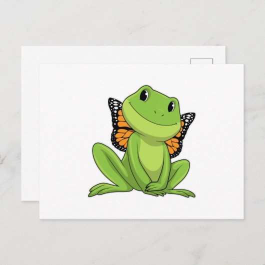 Carte Postale Grenouille avec Papillon (Devant / Derrière)
