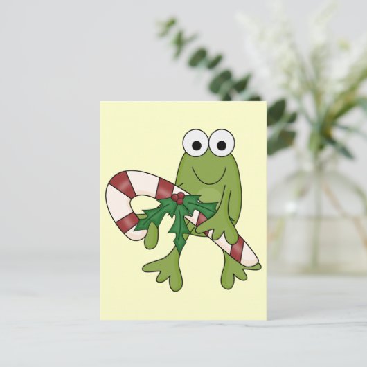 Carte Postale Grenouille avec Sucres de canne T-shirts et cadeau (Debout devant)