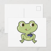 Carte Postale Grenouille avec une tasse de café (Devant / Derrière)