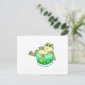 Carte Postale Grenouille avec verre de jus (Debout devant)