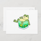 Carte Postale Grenouille avec verre de jus (Devant / Derrière)
