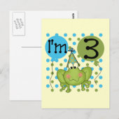 Carte Postale Grenouille Bleue 3ème Anniversaire Tshirts et cade (Devant / Derrière)