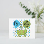 Carte Postale Grenouille bleue 4e anniversaire Tshirts et cadeau (Debout devant)