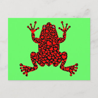 Carte Postale grenouille coeurs rouges