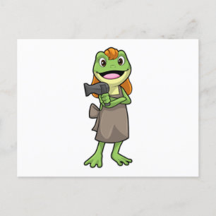 Carte Postale Grenouille coiffeuse avec sèche-cheveux