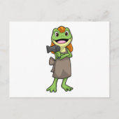 Carte Postale Grenouille coiffeuse avec sèche-cheveux (Devant)