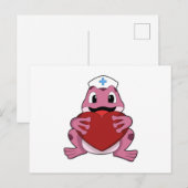 Carte Postale Grenouille comme infirmière avec cœur (Devant / Derrière)