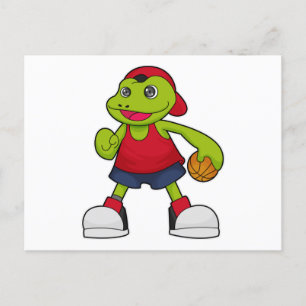 Carte Postale Grenouille comme joueur de basket-ball avec basket