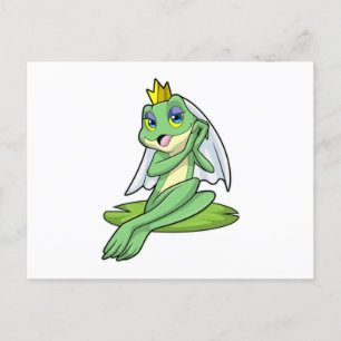 Carte Postale Grenouille comme mariée au mariage avec couronne