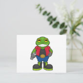 Carte Postale Grenouille comme mécanicien avec clé (Debout devant)