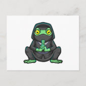 Carte Postale Grenouille comme Ninja en noir (Devant)