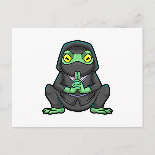 Carte Postale Grenouille comme Ninja en noir (Devant)