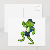 Carte Postale Grenouille courant avec sac à dos et chapeau (Devant / Derrière)